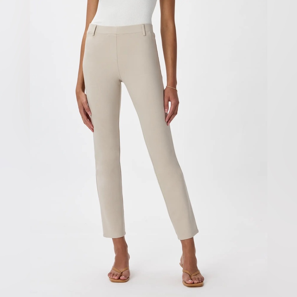 NEW Quince Ultra-Stretch Ponte Straight Leg Pants cream tan size XS petite